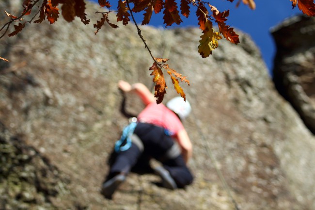 Podzimní skalní lezení na Kozelce, Doubravice