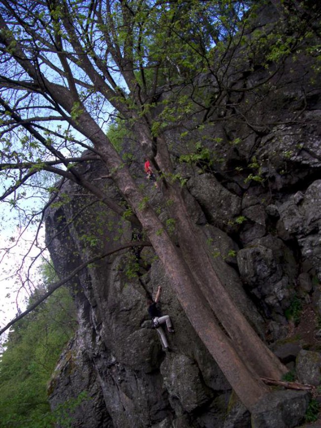 Lezení na skalách v přírodní rezervaci Kozelka, Nová Doubravice