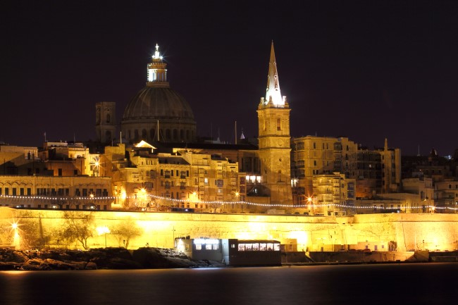 Noční focení Valleta, ostrov Malta
