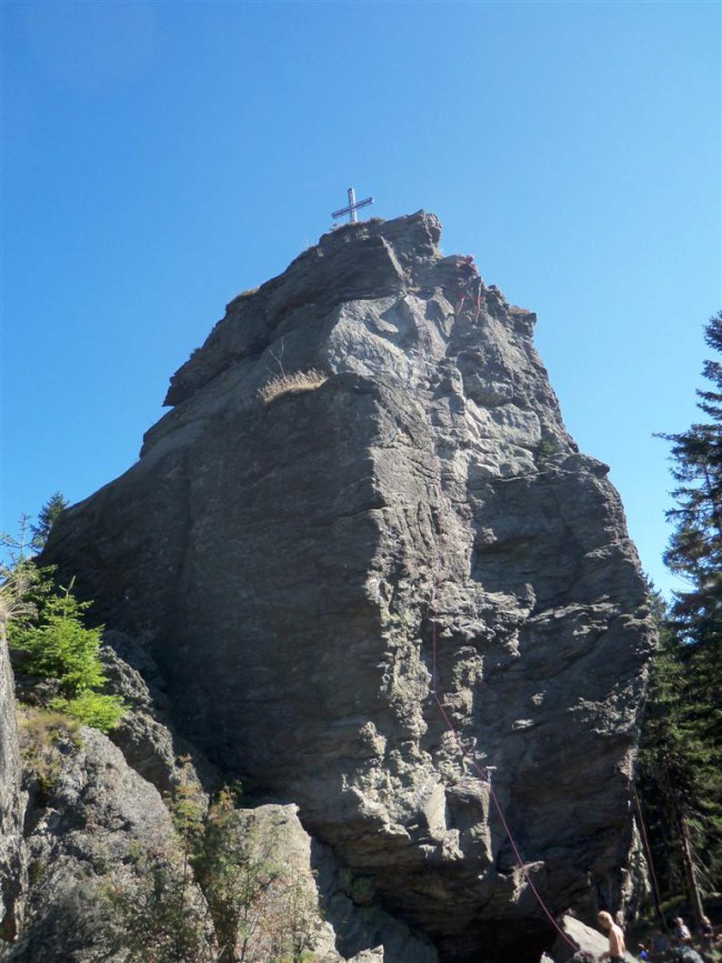 Lezení na skalách, Kaitersberg, Bad Kötzting, Bavorský les, Německo