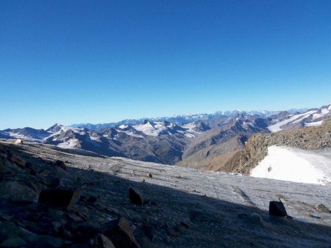 Ledovec Taschachferner, výstup na vrchol, Wildspitze, Öetztálské Alpy, Tyrolsko, Rakousko