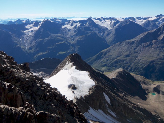Ledovec Taschachferner, výstup na vrchol, Wildspitze, Öetztálské Alpy, Tyrolsko, Rakousko