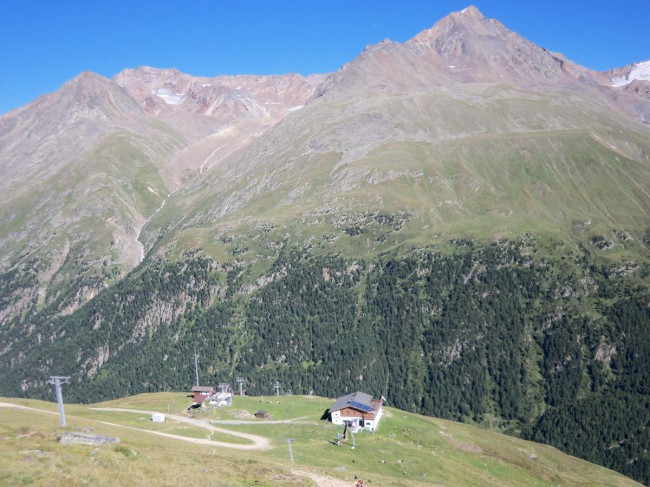 Breslauer hütte, Vratislavská chata, sestup Vent, Wildspitze, Öetztálské Alpy, Tyrolsko, Rakousko