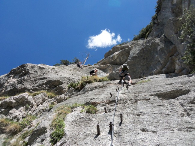 Seewand klettersteig, horní část, Rakousko, Solná komora, Dachstein, Alpy