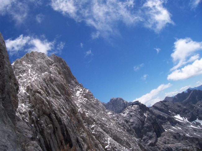 Zajištěná cesta Via ferrata Der Johann - klettersteig, Výstup na vrchol Hoher Dachstein, Alpy, Rakousko