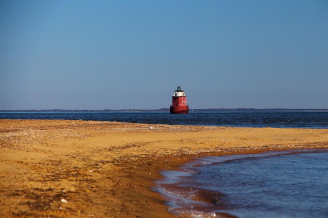 Jižní pláž, Sandy Point státní park, Maryland, Spojené státy americké (USA)