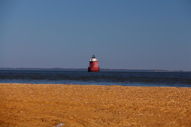 Jižní pláž, Sandy Point státní park, Maryland, Spojené státy americké (USA)