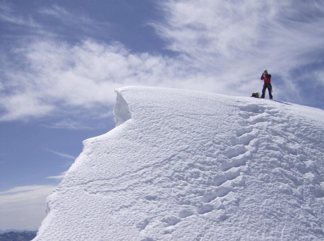 Výstup na vrchol Aiguille d Argentiere (3901m), Masiv Mont Blanc, Alpy, Švýcarsko, Francie