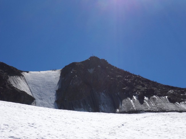 Wildspitze na ledovec Taschachferner, sestup, Wildspitze, Öetztálské Alpy, Tyrolsko, Rakousko