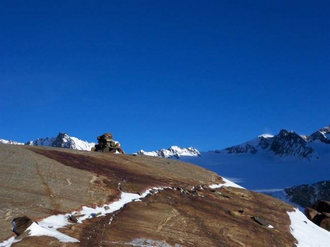 Výstup na Brochkogeljoch (3423 m), po ledovci směr Wildspitze (3768 m), Skialpy, Öetztálské Alpy, Tyrolsko