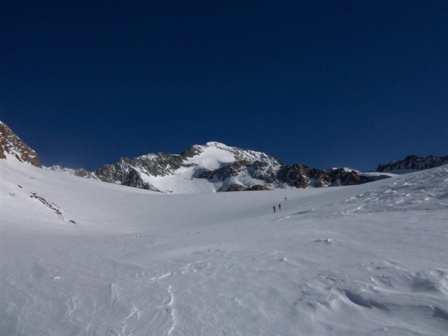Výstup na Brochkogeljoch (3423 m), po ledovci směr Wildspitze (3768 m), Skialpy, Öetztálské Alpy, Tyrolsko