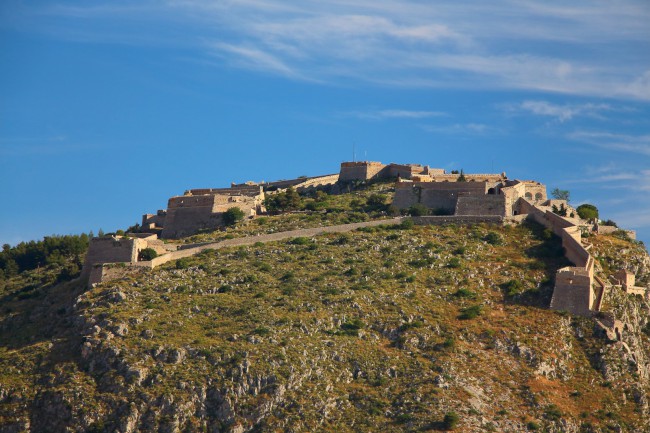 Nafplio, pevnosti Palamidi, Akronafplia, Burdzi, Peloponés, Řecko